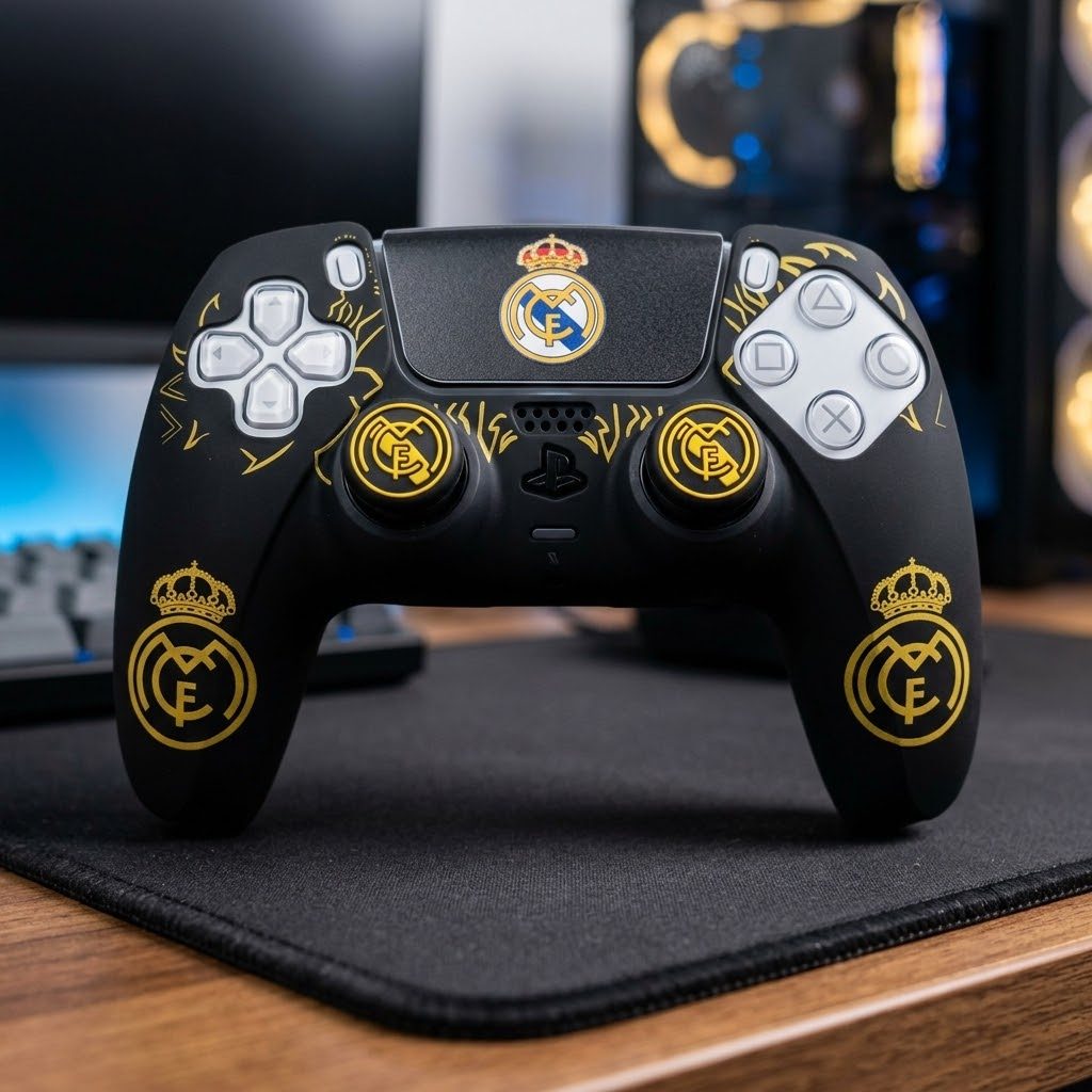 Pack complet skin avec grip pour manette PS5  Real Madrid